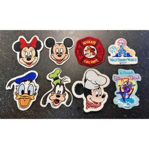 Vtg Disney Parks Embroidered Patch Lot Mickey Minnie Donald Goofy Fire Dept Chef